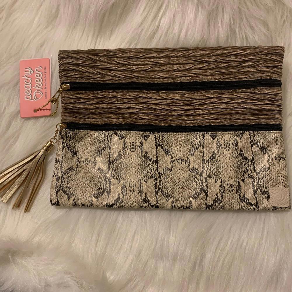 Stylish Peachy Keen Python Print and Textured Zip… - image 1